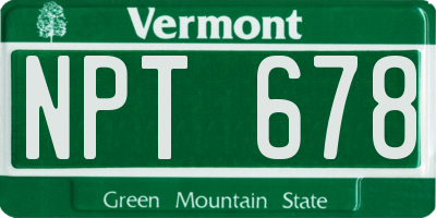 VT license plate NPT678