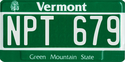 VT license plate NPT679