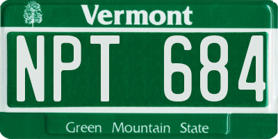 VT license plate NPT684