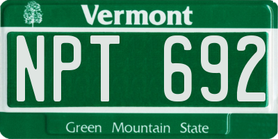 VT license plate NPT692