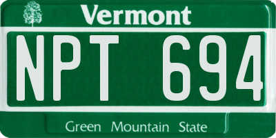 VT license plate NPT694