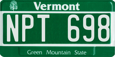 VT license plate NPT698