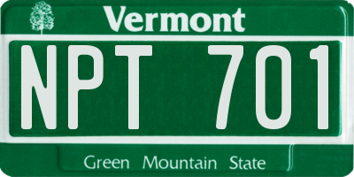 VT license plate NPT701