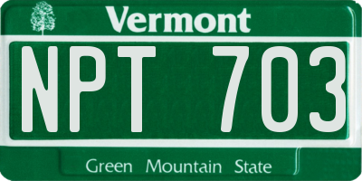 VT license plate NPT703
