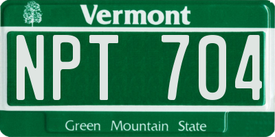 VT license plate NPT704