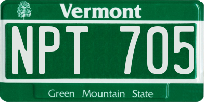 VT license plate NPT705