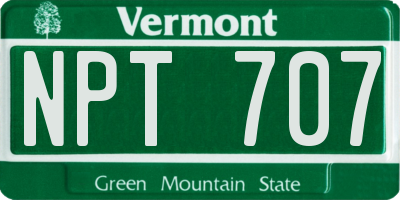 VT license plate NPT707