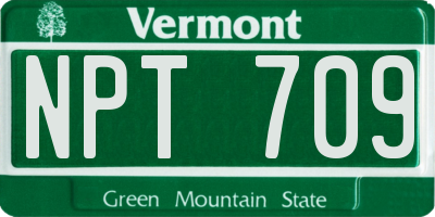 VT license plate NPT709