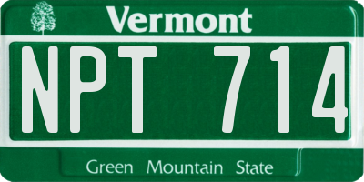 VT license plate NPT714