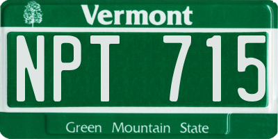 VT license plate NPT715