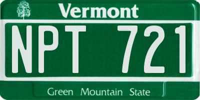 VT license plate NPT721