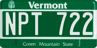 VT license plate NPT722