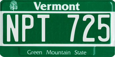 VT license plate NPT725