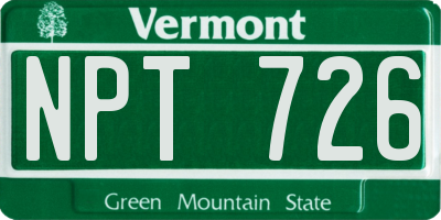 VT license plate NPT726