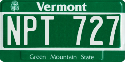 VT license plate NPT727