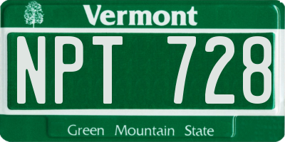 VT license plate NPT728