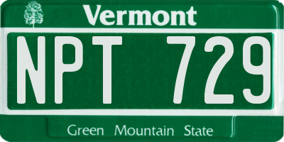 VT license plate NPT729