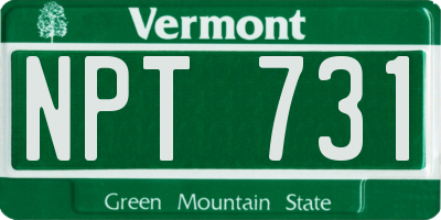 VT license plate NPT731