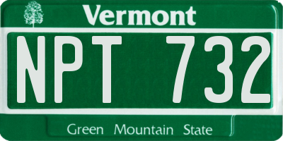 VT license plate NPT732