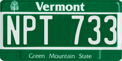 VT license plate NPT733