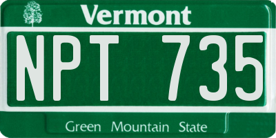 VT license plate NPT735