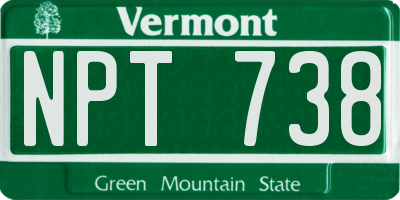 VT license plate NPT738