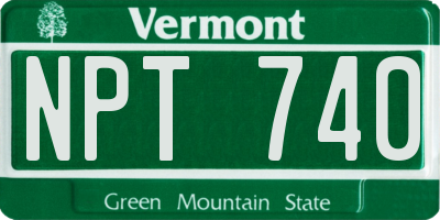 VT license plate NPT740