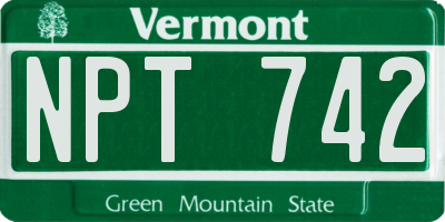 VT license plate NPT742