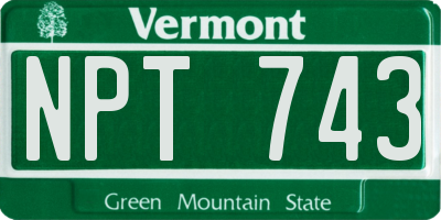 VT license plate NPT743