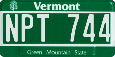 VT license plate NPT744