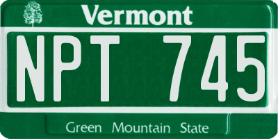 VT license plate NPT745