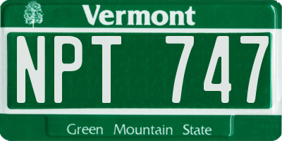 VT license plate NPT747