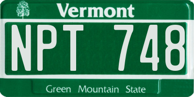 VT license plate NPT748