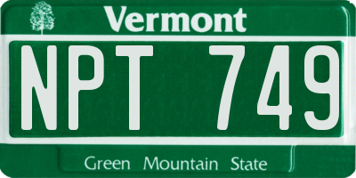 VT license plate NPT749