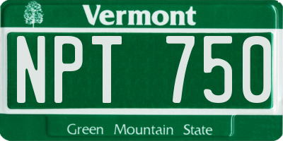 VT license plate NPT750