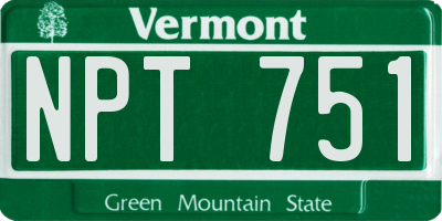 VT license plate NPT751