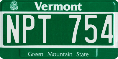 VT license plate NPT754