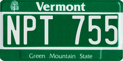 VT license plate NPT755