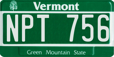 VT license plate NPT756