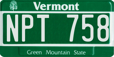 VT license plate NPT758
