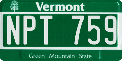 VT license plate NPT759