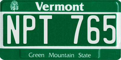 VT license plate NPT765