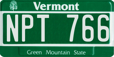 VT license plate NPT766