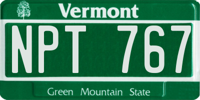 VT license plate NPT767