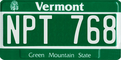 VT license plate NPT768