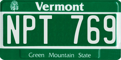 VT license plate NPT769