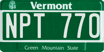 VT license plate NPT770