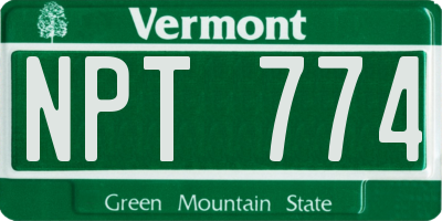 VT license plate NPT774