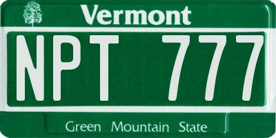 VT license plate NPT777