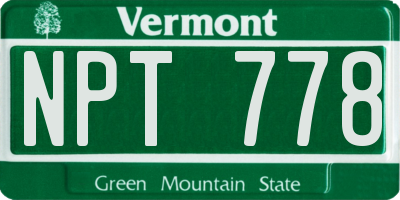 VT license plate NPT778